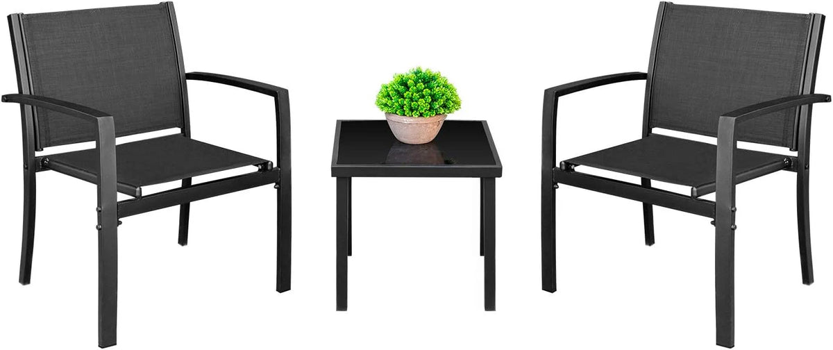 Homall Patio Dining Set 7 Pieces Outdoor Furniture Table and 6 Textilene Chairs, Light Grey
