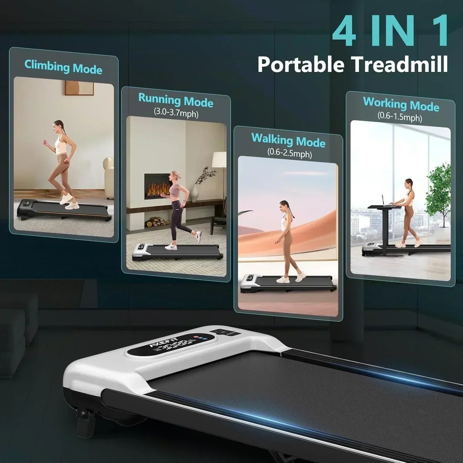 2.5 HP Portable Treadmill with Inclined Walking Pad Panel and Remote 4-in-1 Walking Treadmill