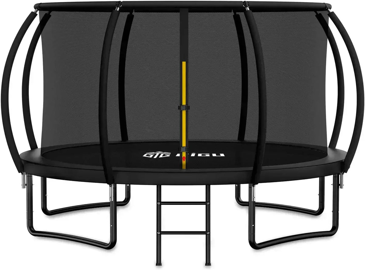 Gigu 10FT 12FT 14FT Recreational Trampolines with Enclosure Net and Ladder Anti-Rust Coating