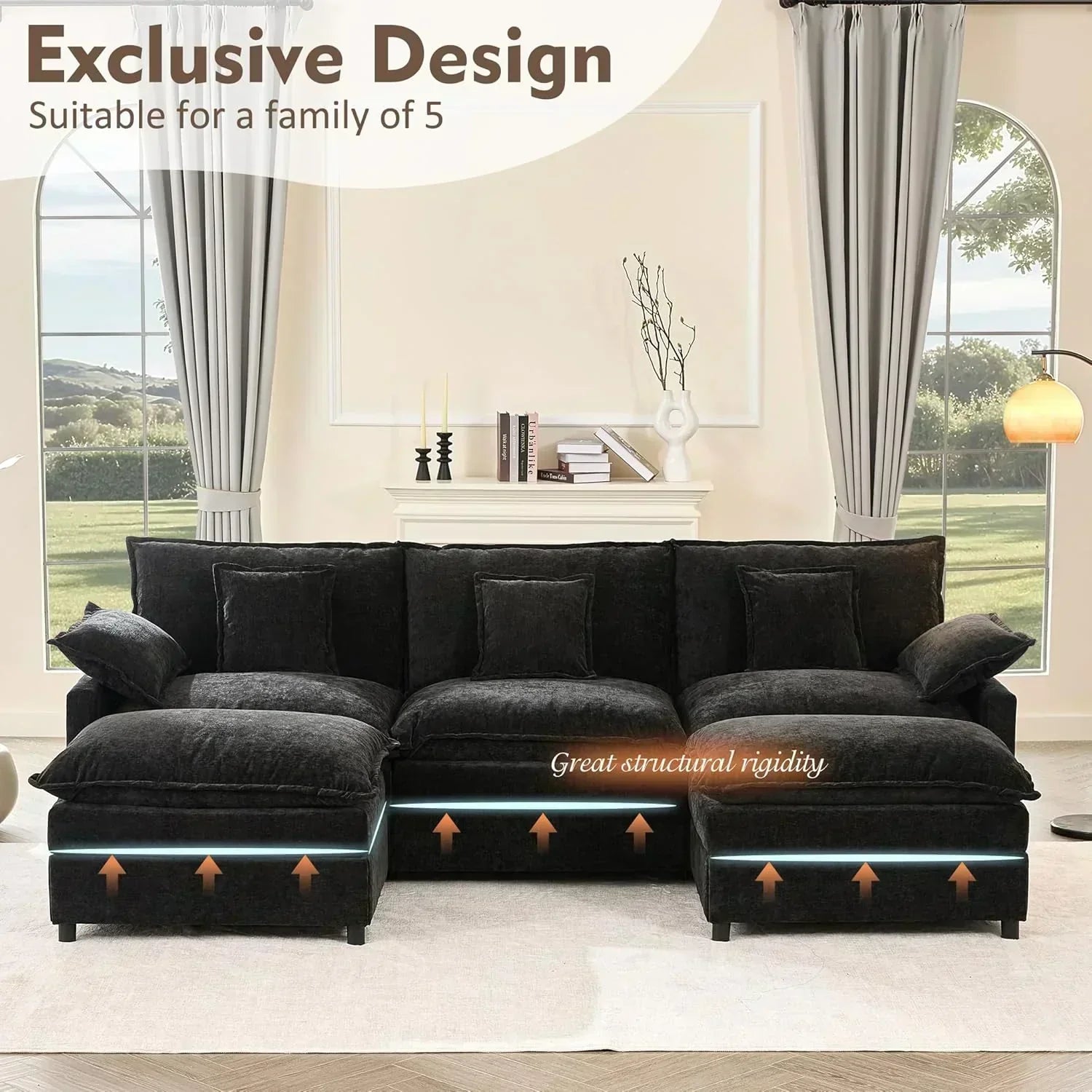 108 U-shaped sofa modular sofa three-seater comfortable cloud sofa