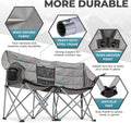 Double Camping Chair with Cooler 3-Person Folding Extra Large Camping Chair with 1000-Pound Load Capacity