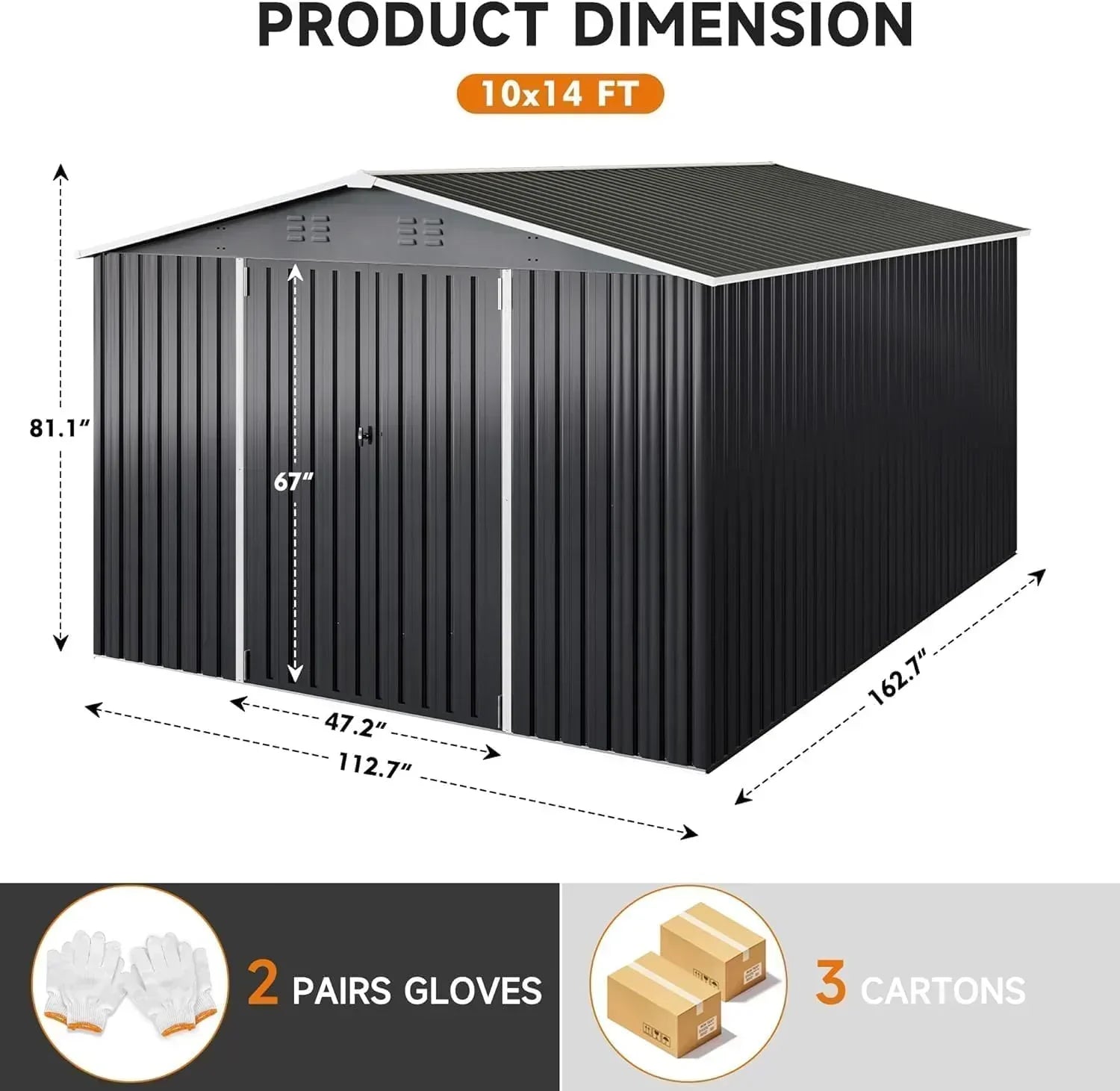 Polar Aurora 8 x 12 FT Outdoor Storage Shed Metal Garden Shed with Updated Frame Structure