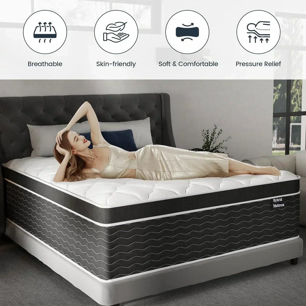 Full Size Mattress 10 Inch Full Size Mattress in a Box Medium Plush Hybrid Mattress
