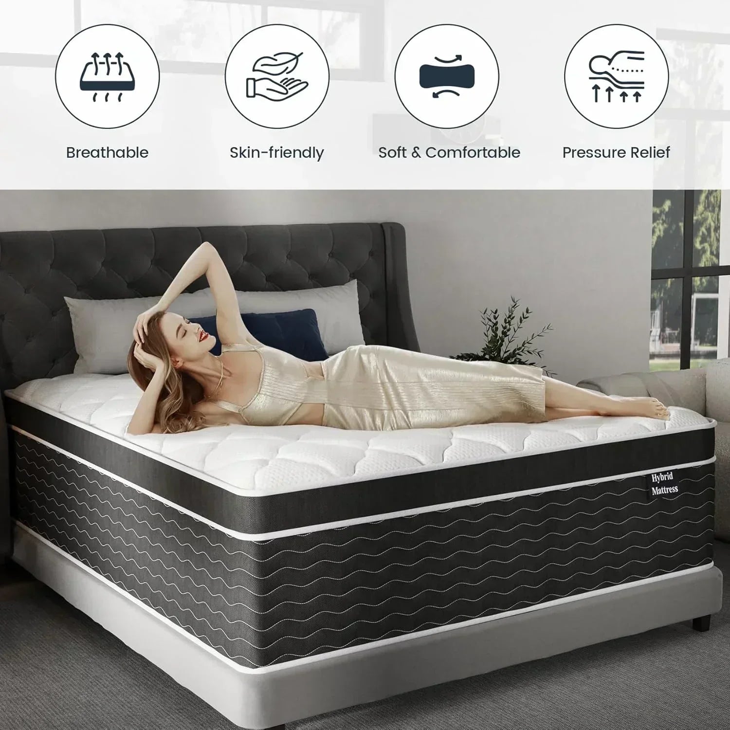 Full Size Mattress 10 Inch Full Size Mattress in a Box Medium Plush Hybrid Mattress