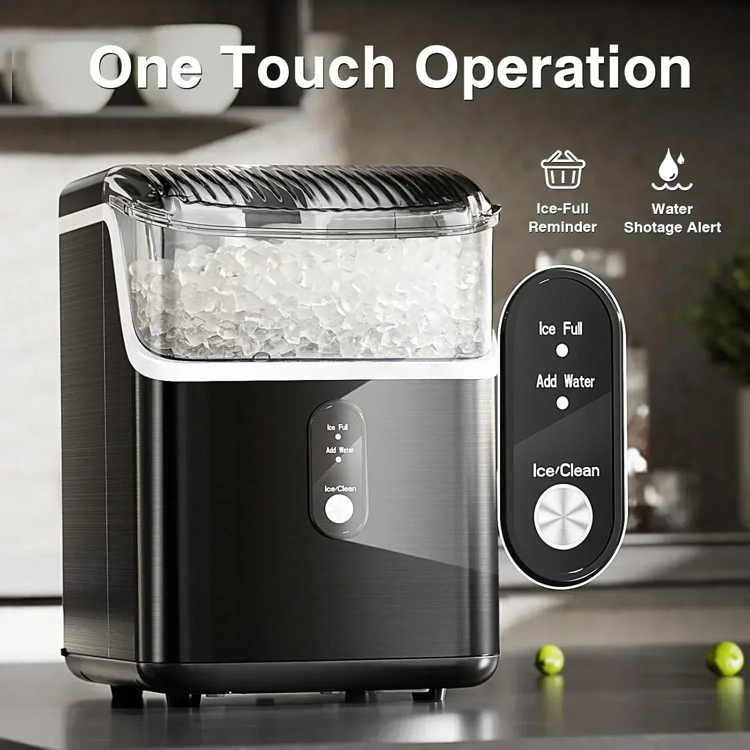 Nugget Ice Makers Countertop Pebble Ice Machine with Chewable Pellet Ice Self-Cleaning