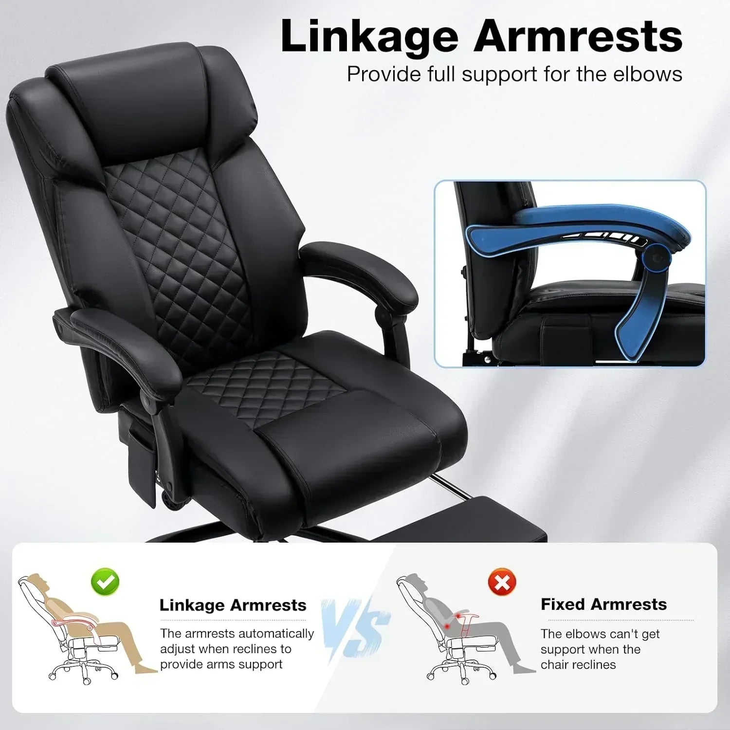 Massage office chair with heating function Reclining high back home office desk chair