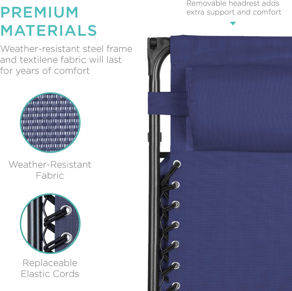 Best Choice Products Folding Zero Gravity Recliner Patio Lounge Chair Adjustable Canopy Shade