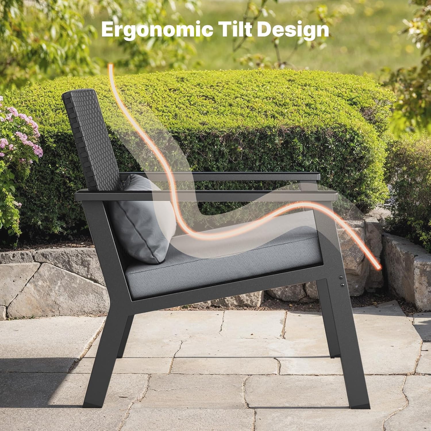 Ahomly 4-Piece Outdoor Wicker Patio Furniture Set with Deep Seating Cushions and Table for Balcony, Backyard, and Porch (Gray)