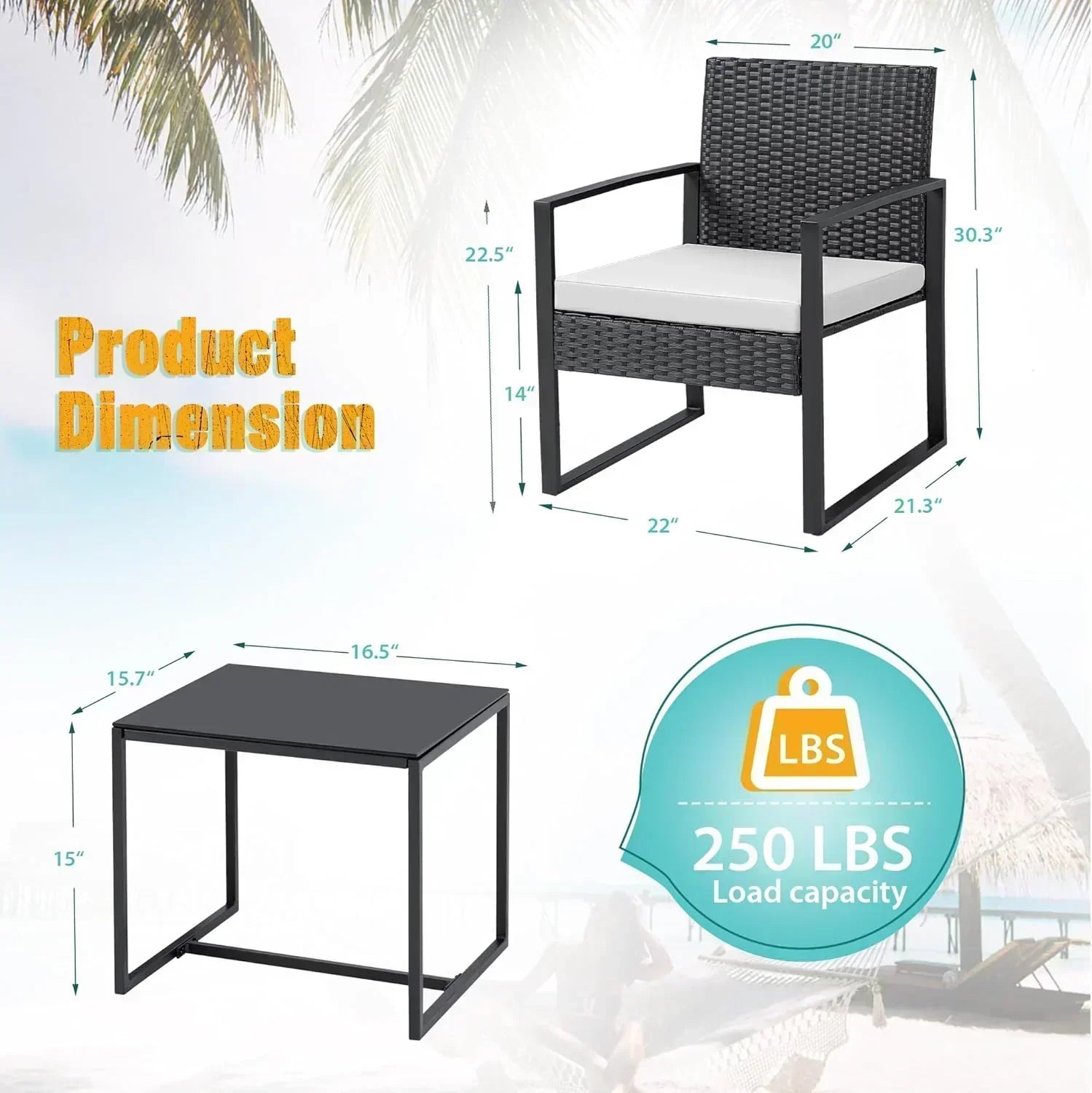 Flamaker 3 Pieces Patio Set Outdoor Wicker Furniture Sets Modern Rattan Chair Conversation Sets