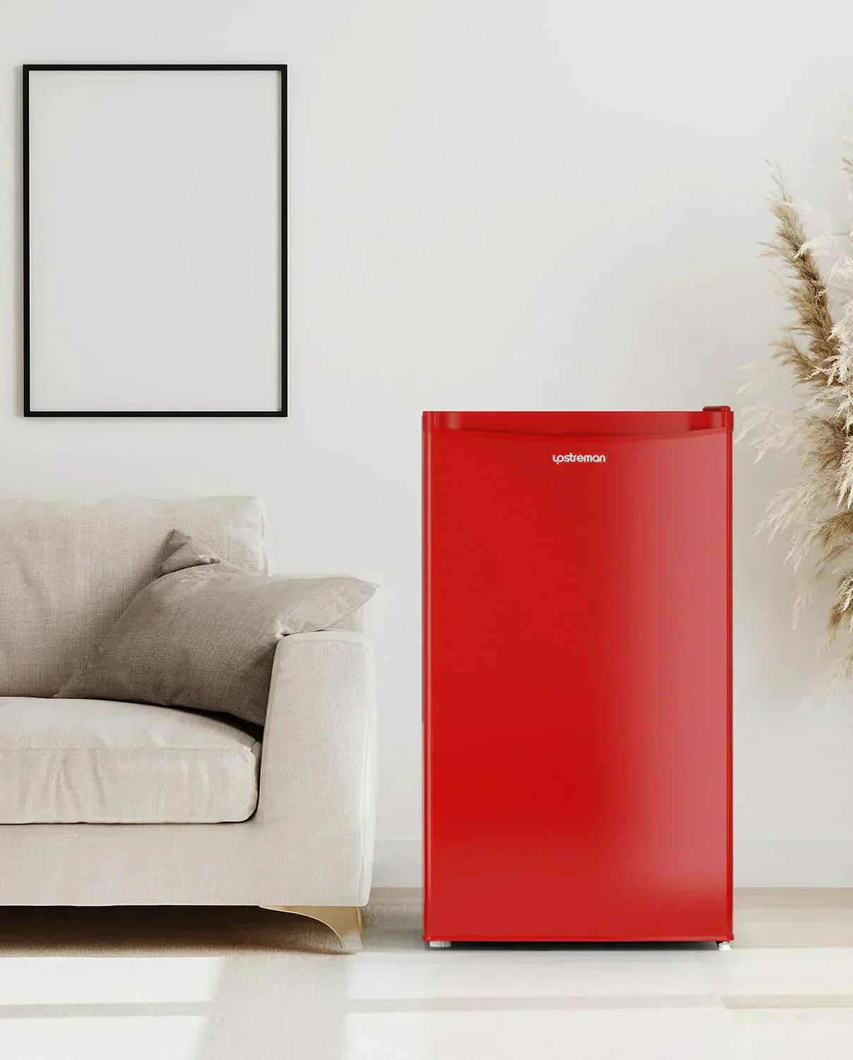 Upstreman 3.2 Cu.Ft Mini Fridge Freezer Single Door Fridge Dorm Fridge Adjustable Thermostat