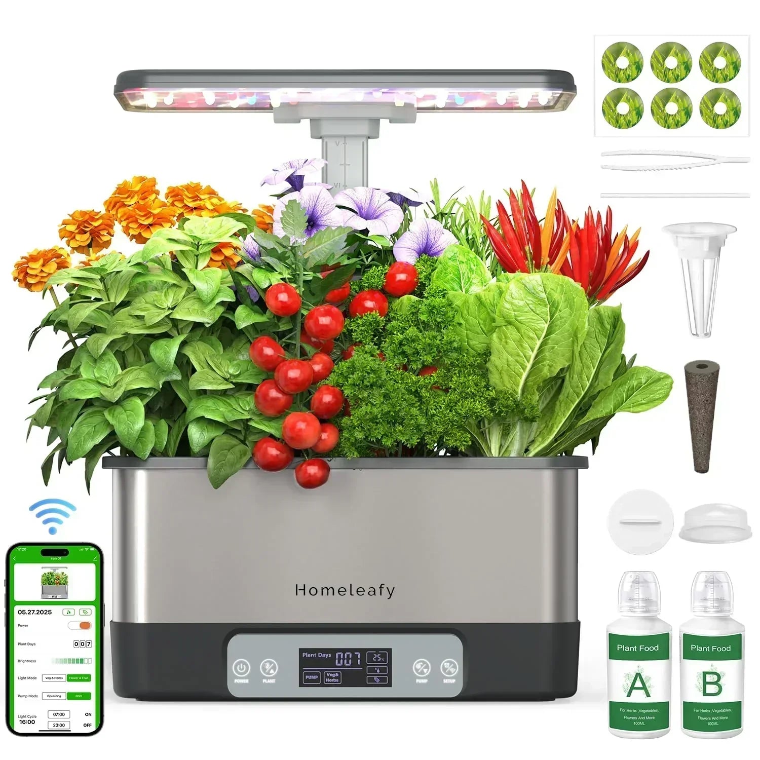 Hydroponic Grow System Kit 8 Smart Indoor Herb Gardens with WiFi App Control Seed Pod Kit