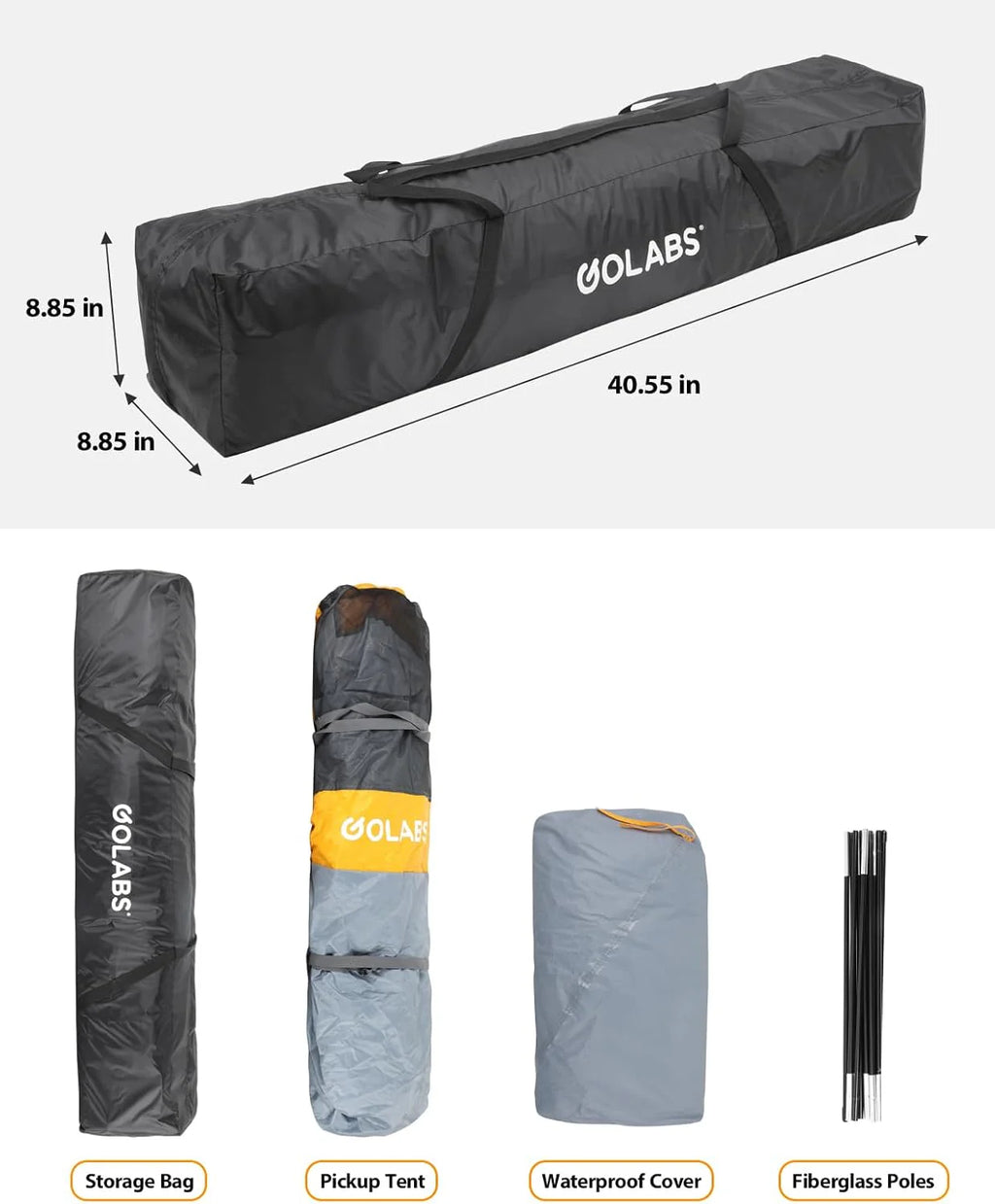 Golabs Truck Bed Tent for 5.5-6.5 Ft Bed, 5-Minute Easy Setup by Pre-Assembled Design, Waterproof PU2000mm, 2-Person Portable with Extra Rainfly Cover for Camping & Outdoor, Includes Storage Bag