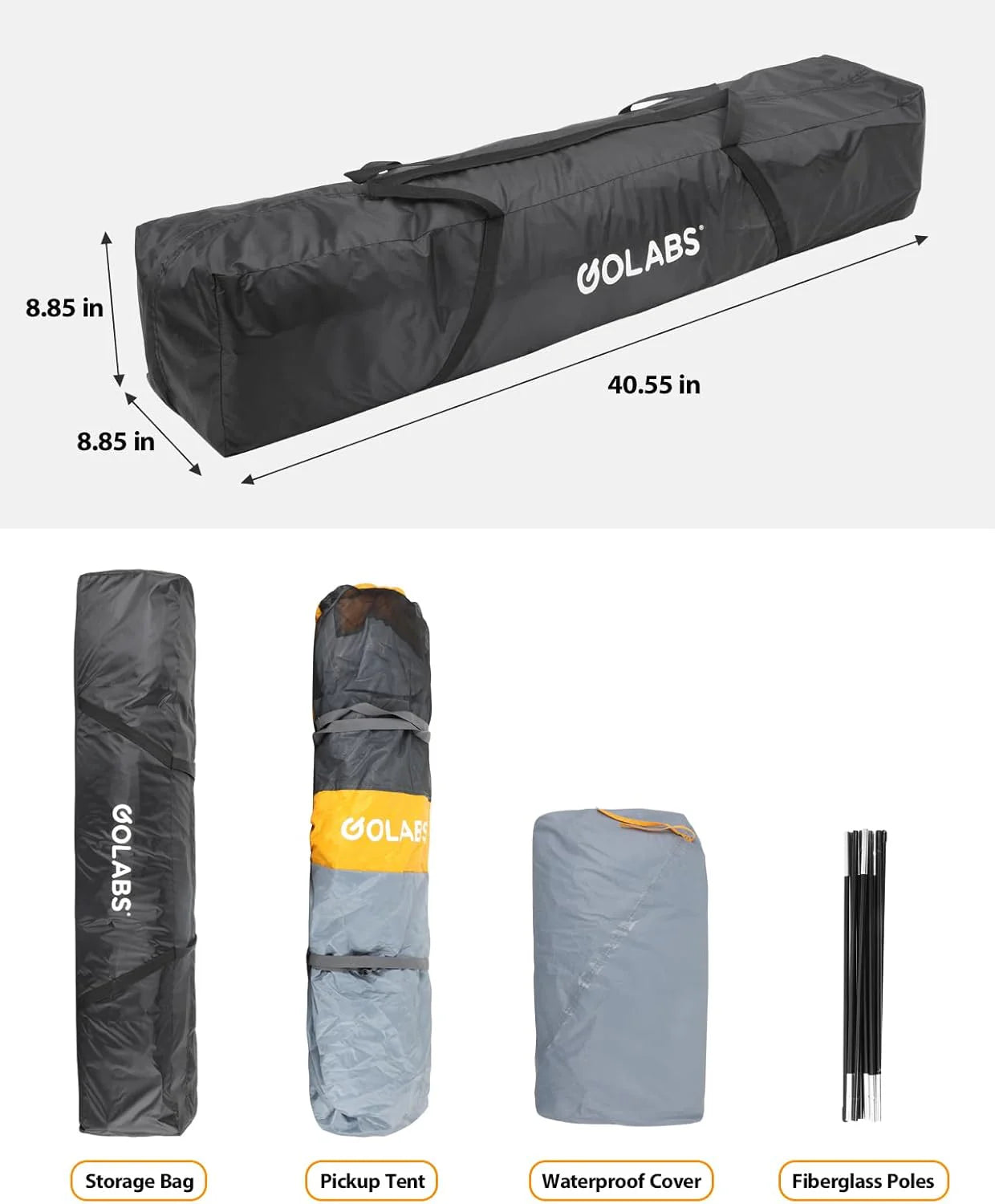 Golabs Truck Bed Tent for 5.5-6.5 Ft Bed, 5-Minute Easy Setup by Pre-Assembled Design, Waterproof PU2000mm, 2-Person Portable with Extra Rainfly Cover for Camping & Outdoor, Includes Storage Bag