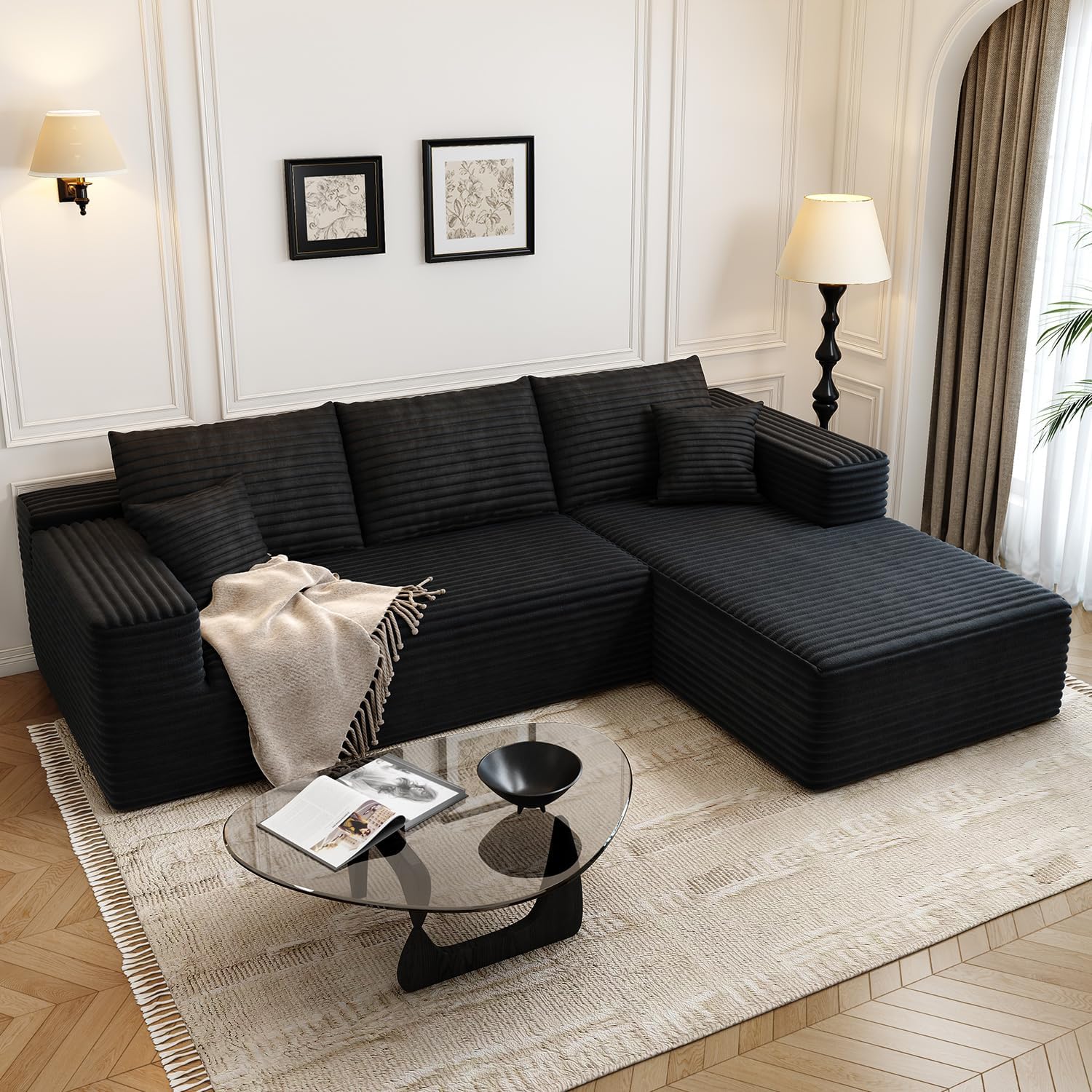107.5 Cloud Modular Sectional Sofa Couch with L-Shape Chaise,Modern Minimalist Upholstered Couches