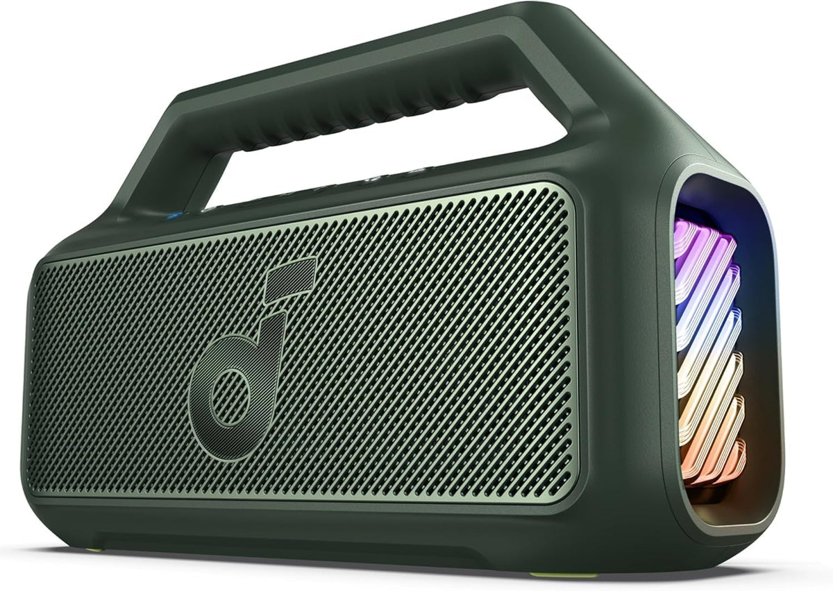 Outdoor Speaker, 80W, Subwoofer, BassUp 2.0, 24H Playtime, IPX7 Waterproof, Floatable, RGB Lights, USB-C, Custom EQ, Bluetooth 5.3, Portable for Camping, Beach, and Backyard