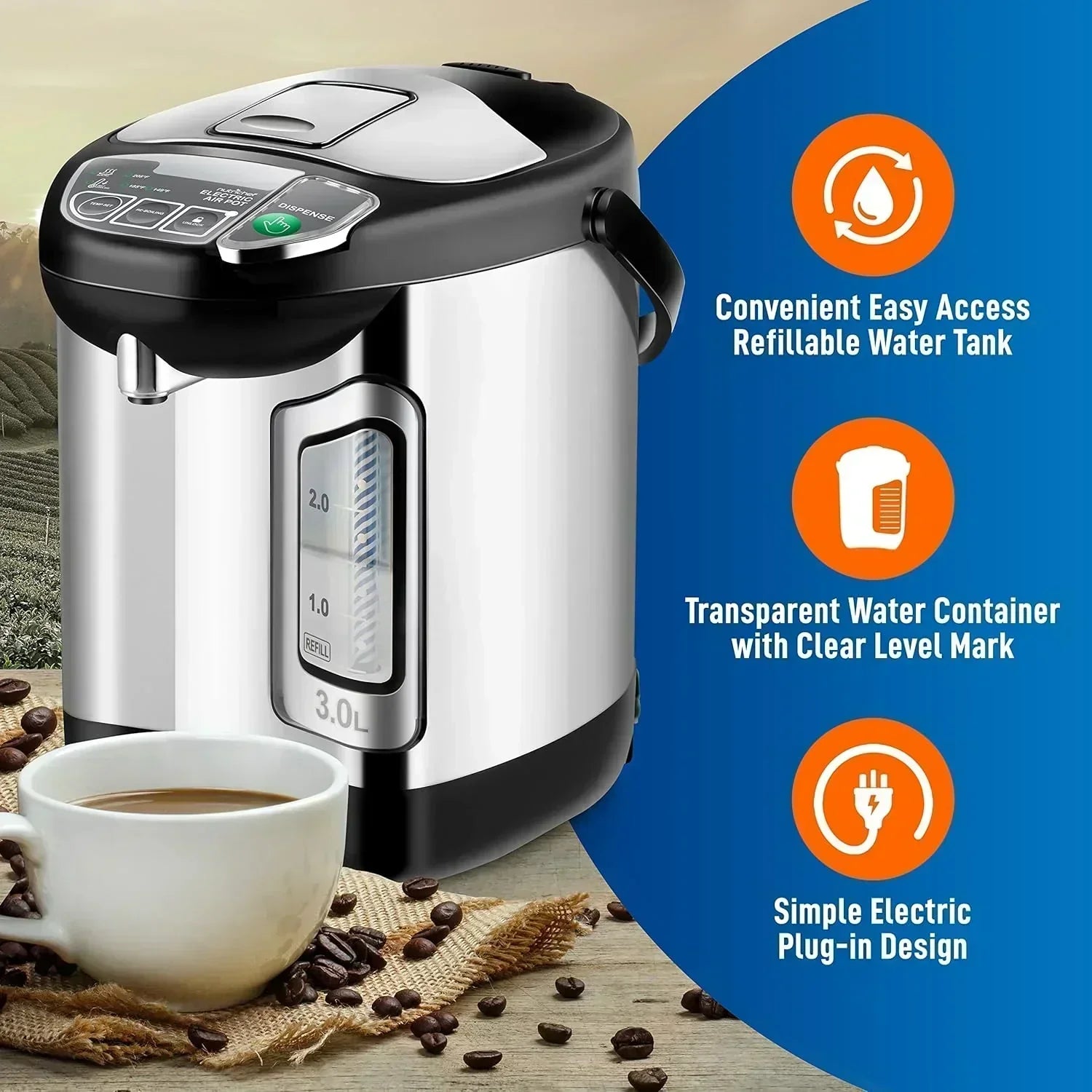 NutriChef Water Heater and Hot Water Dispenser 8L Electric Beverage Dispenser