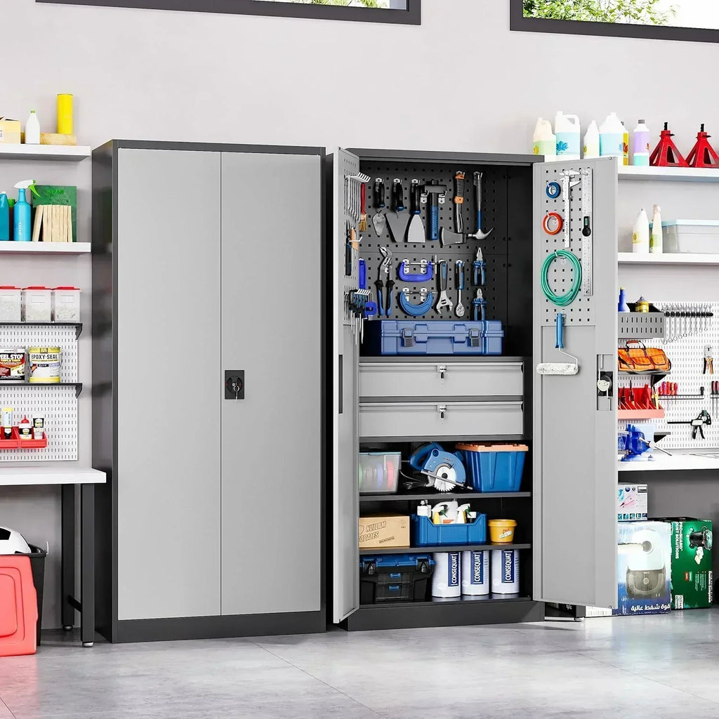 Yizosh Metal Garage Storage Cabinet with Locking Doors Heavy Duty Steel Tool Cabinet