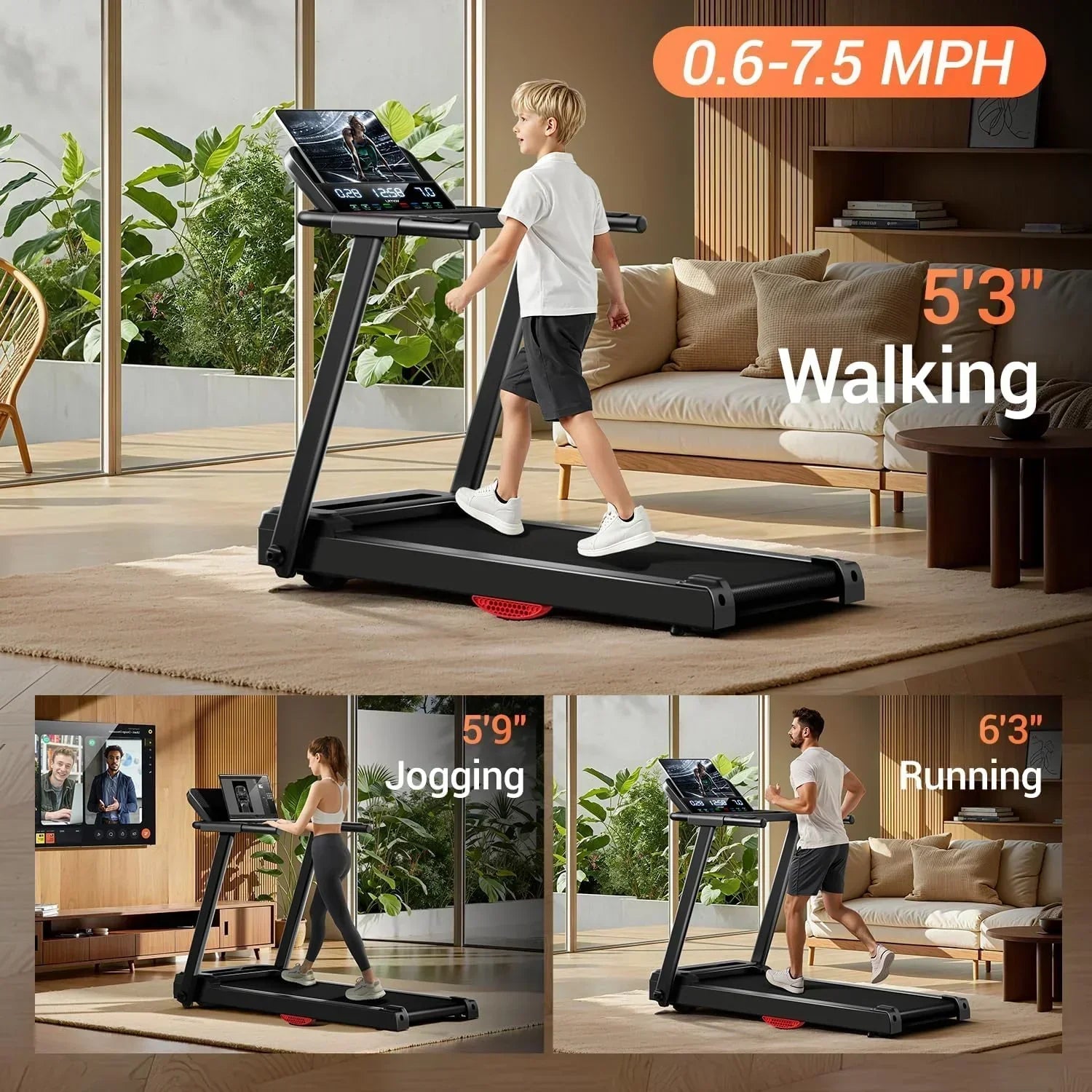 Home Treadmill 15% Incline Treadmill 3.0 hp Quiet Brushless Dual Cushion System