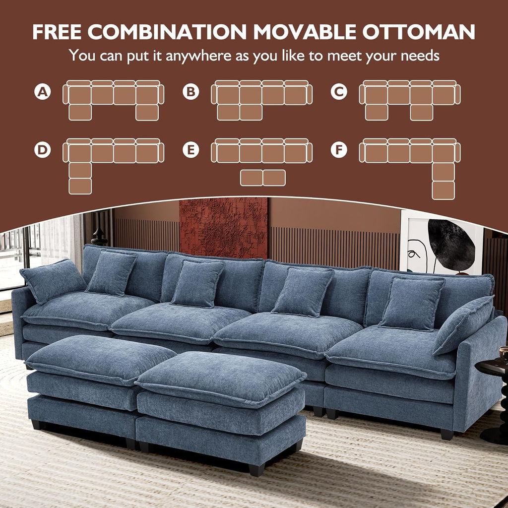 ihanherry 146-inch U-shaped modern sofa modular area cloud sofa