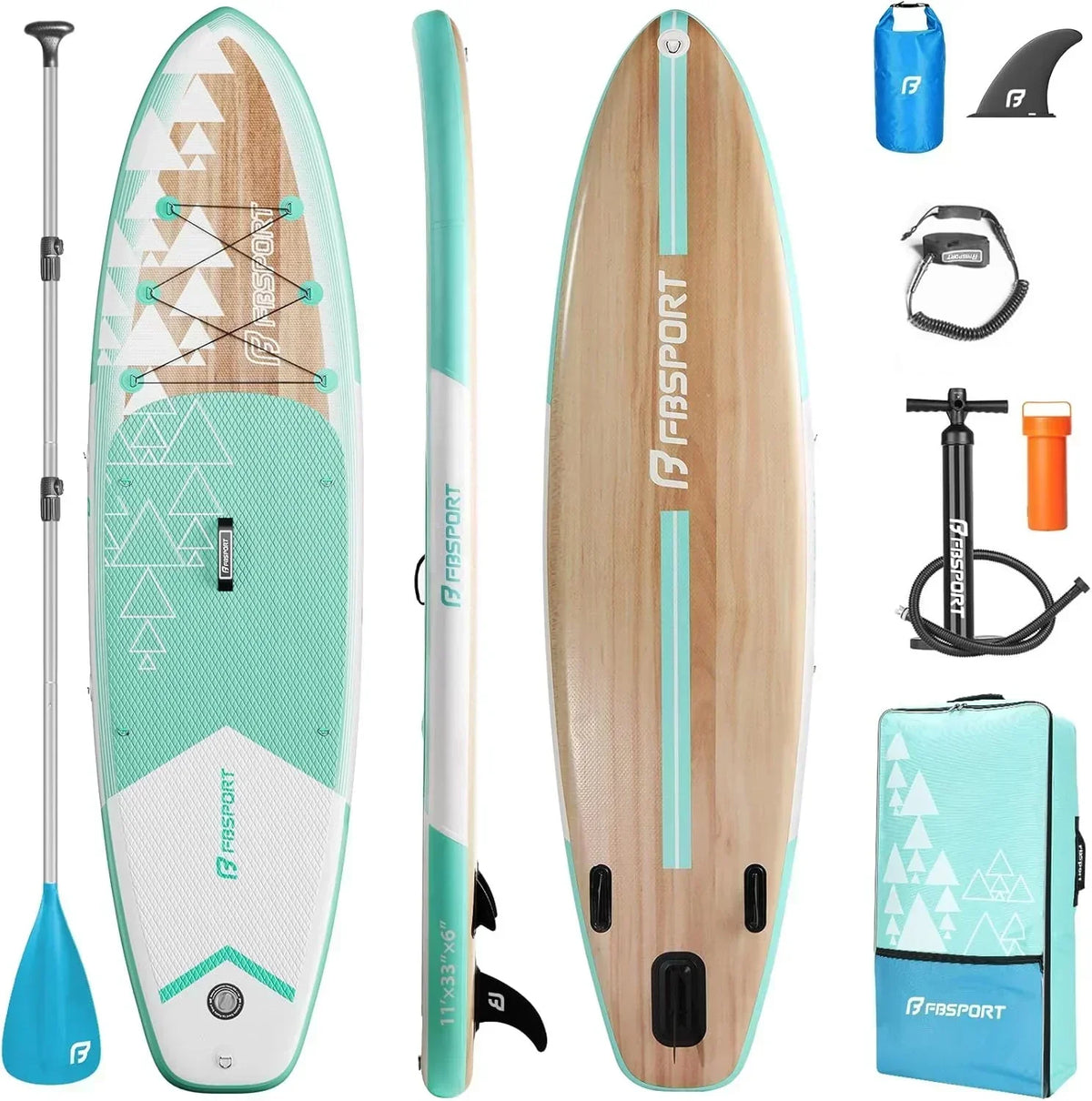 FBSPORT 11' Premium Stand Up Paddle Board Yoga Board with Durable SUP Accessories Carry Bag