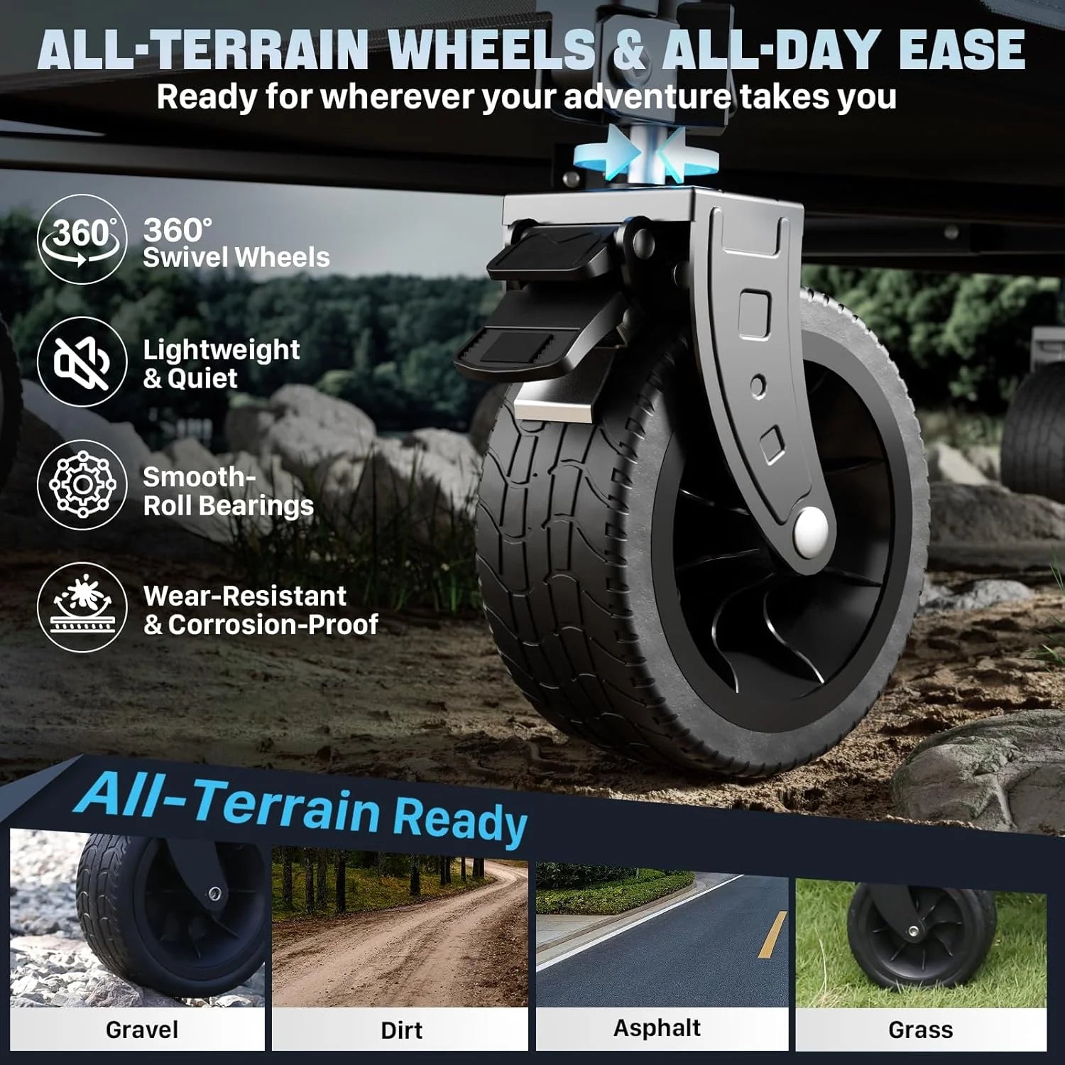 48 Extra Large Folding Travel Cart, 560 lb Capacity, 350 L Heavy Duty Utility Cart with Brakes and All-Terrain Wheels
