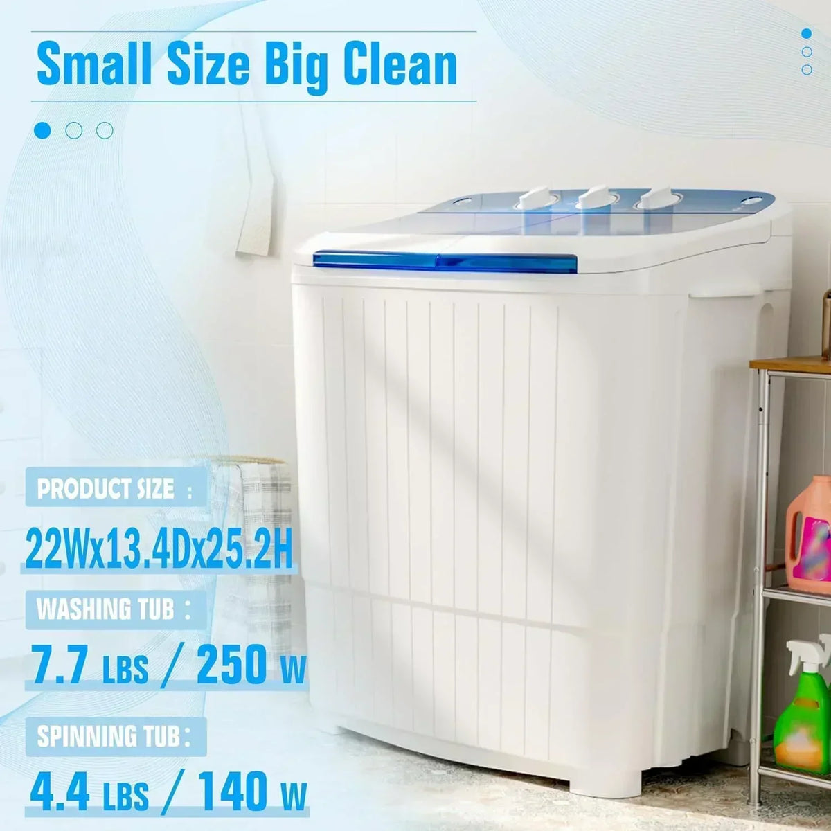 INTERGREAT Portable Washing Machine 16 lb Twin Tub Washing Machine