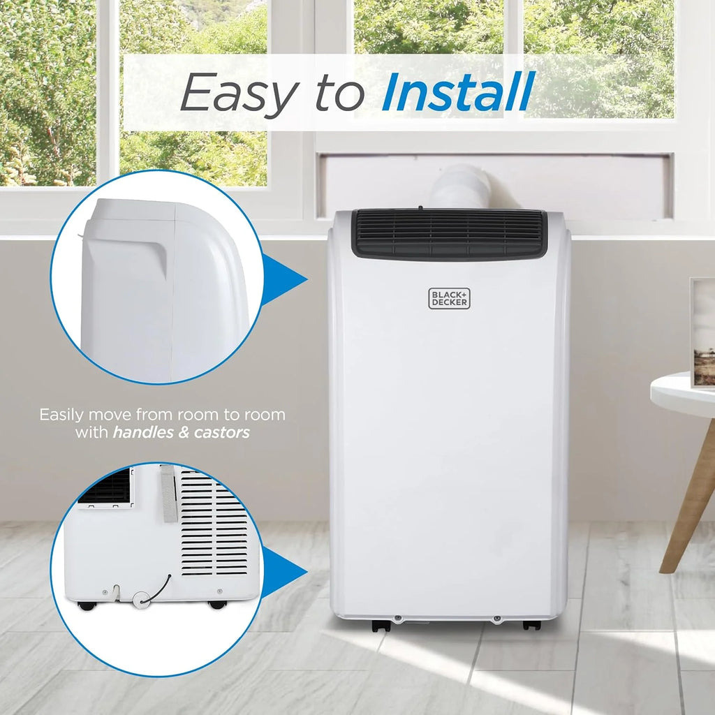 BLACK+DECKER Smart Portable Air Conditioner with Heat, 12,000 BTU Cooling, 9,000 BTU Heating for Rooms up to 550 Sq. Ft., Follow Me Remote, BPACT12HWT, White
