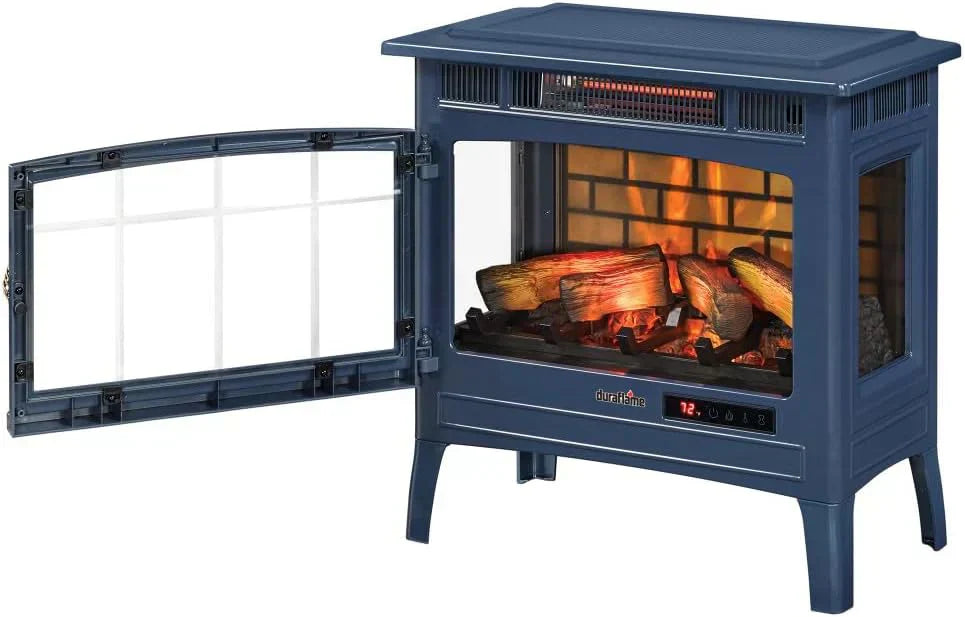 Freestanding Electric Fireplace Stove Heater with 3D Flame Effect for 1000 Sq. Ft