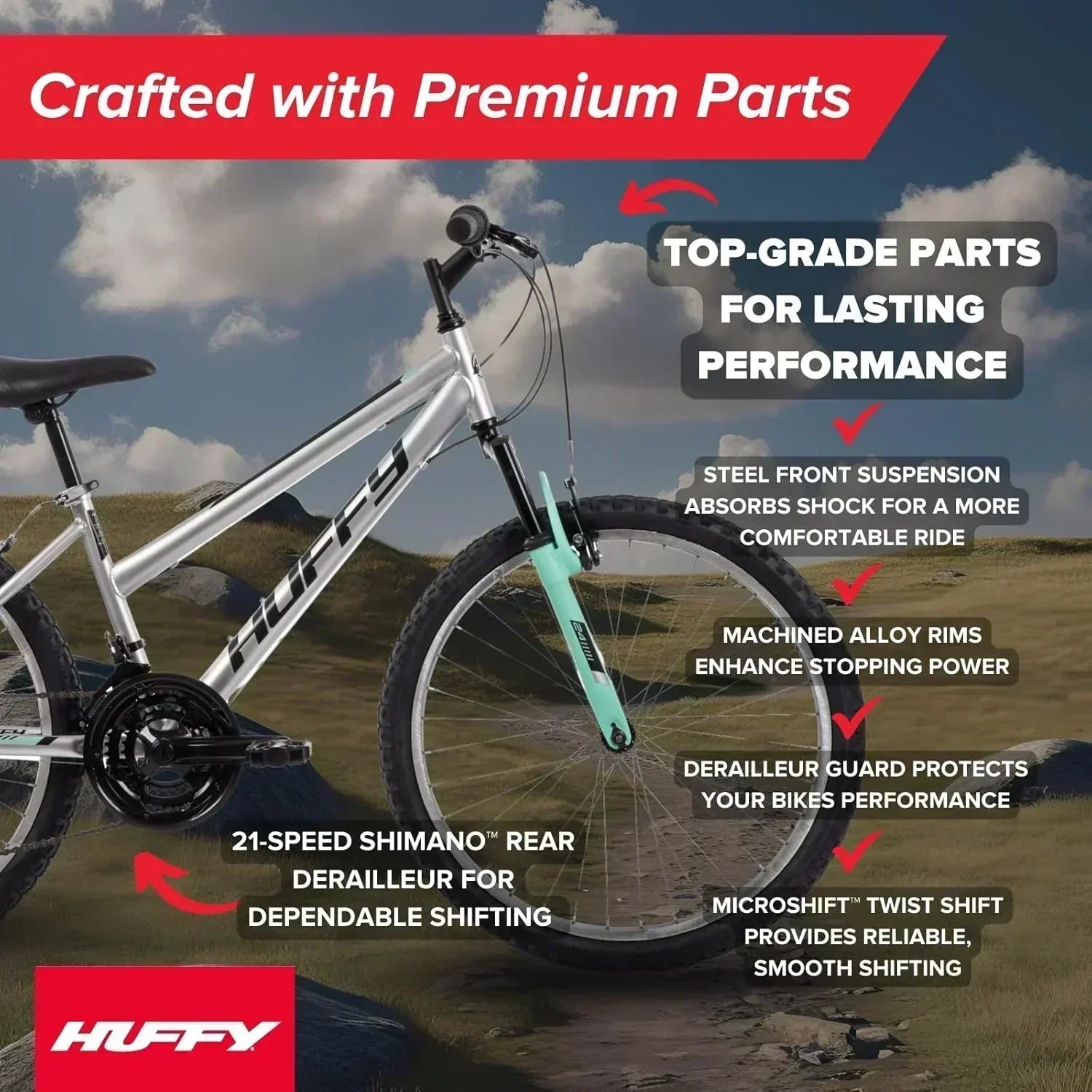 Huffy Stone Mountain Hardtail Mountain Bike for Boys/Girls/Men/Women 20/24/26 Sizes