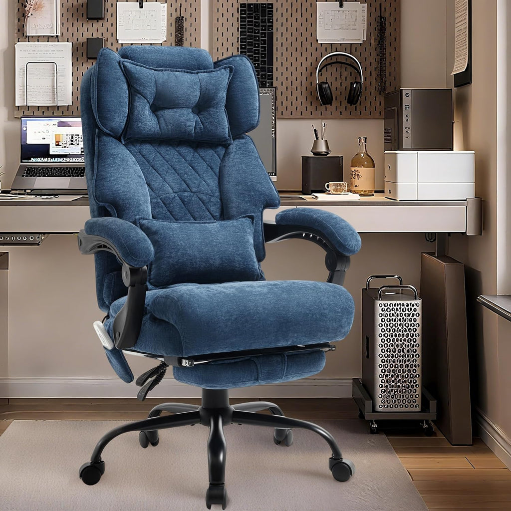 Massage Office Chair with Footrest, Large and Tall Leather Office Chair 500 lbs