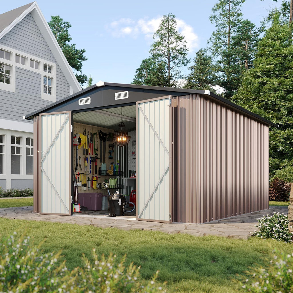 Aoxun 6.2x4 FT Shed Outdoor Storage Shed Metal Garden Shed Slooping Roof Tool Shed Bike Shed