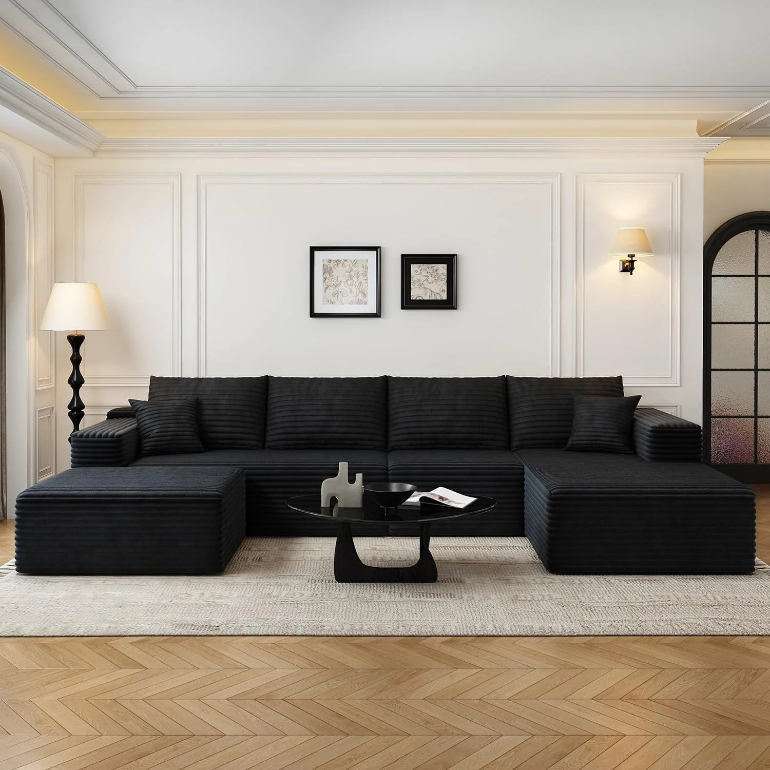 107.5 Cloud Modular Sectional Sofa Couch with L-Shape Chaise,Modern Minimalist Upholstered Couches