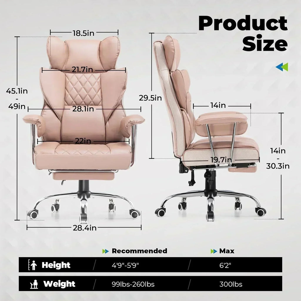 Large high back office chair high back leather gaming chair with footrest