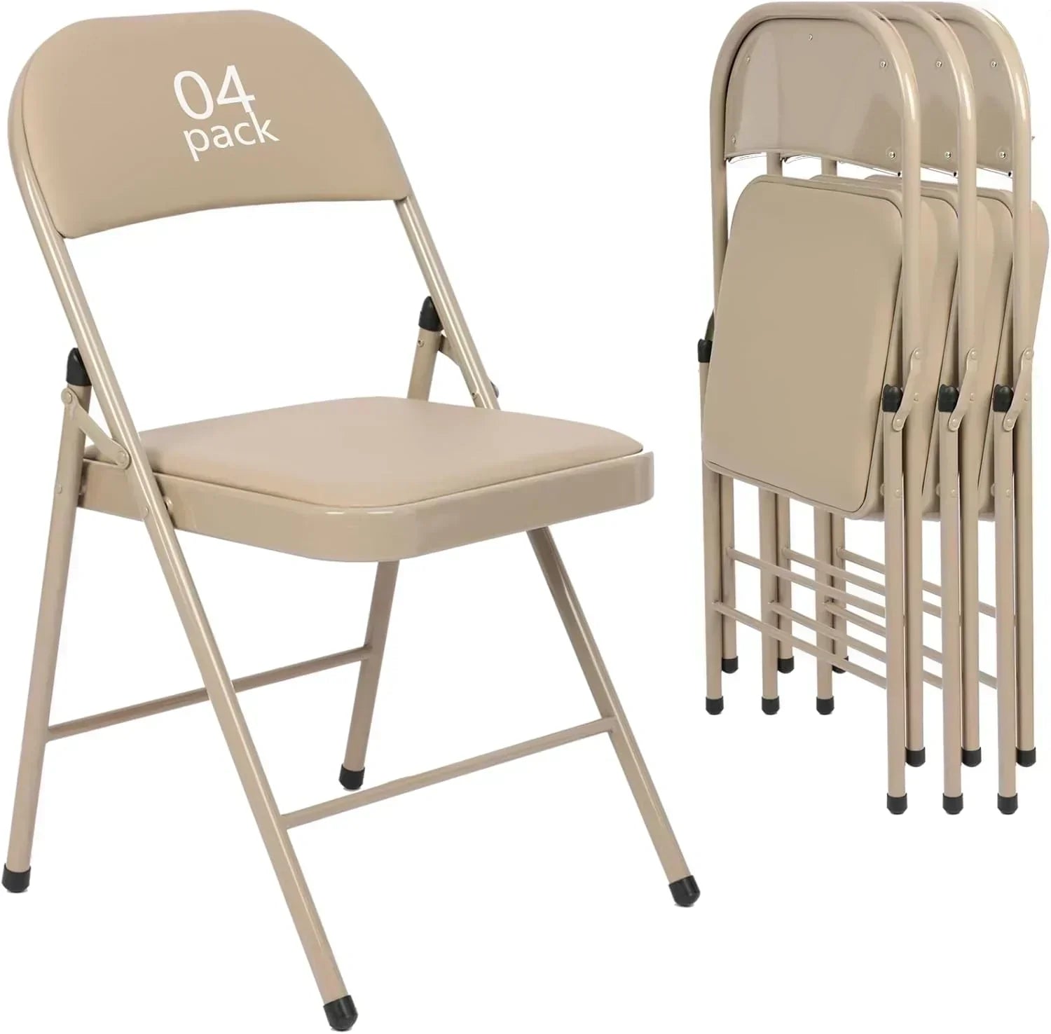 6 Pack Black Folding Chairs with Leather Chairs Events Office Wedding Party Upholstered Chairs