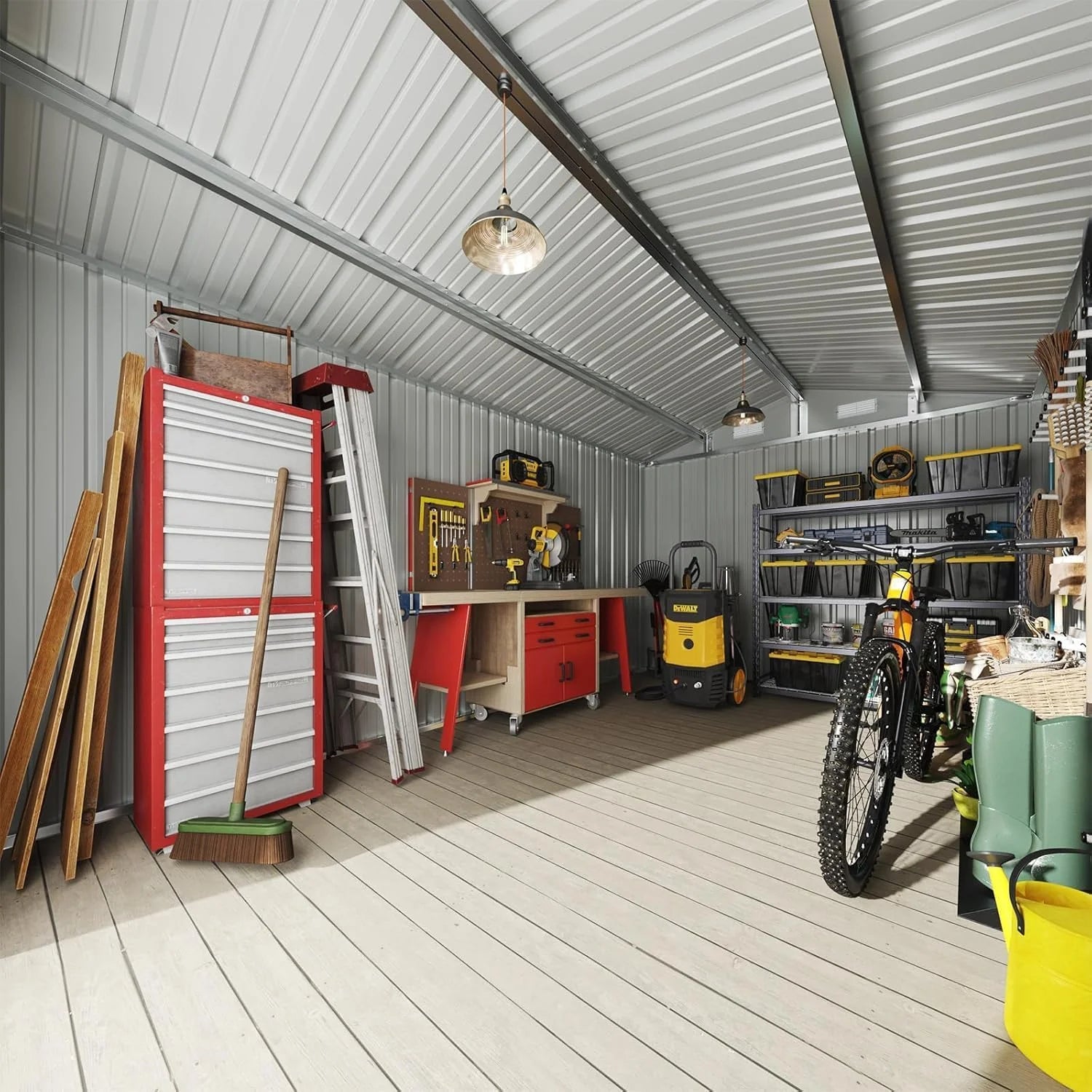 Aoxun 6.2x4 FT Shed Outdoor Storage Shed Metal Garden Shed Slooping Roof Tool Shed Bike Shed