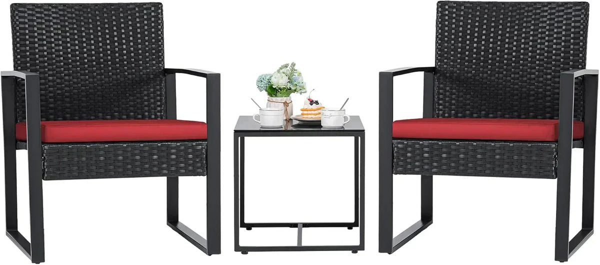 Flamaker 3 Pieces Patio Set Outdoor Wicker Furniture Sets Modern Rattan Chair Conversation Sets