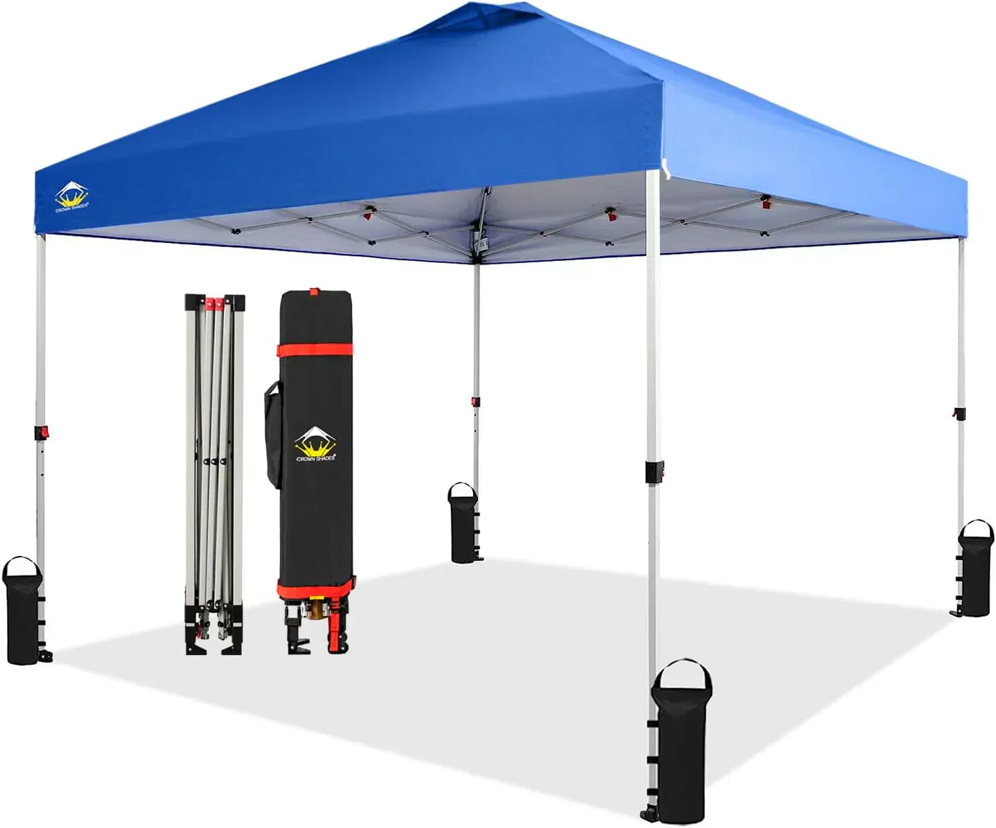 10x10 Pop-Up Awning One-Click Installation Beach Tent Outdoor Sunshade Silver Coated Top