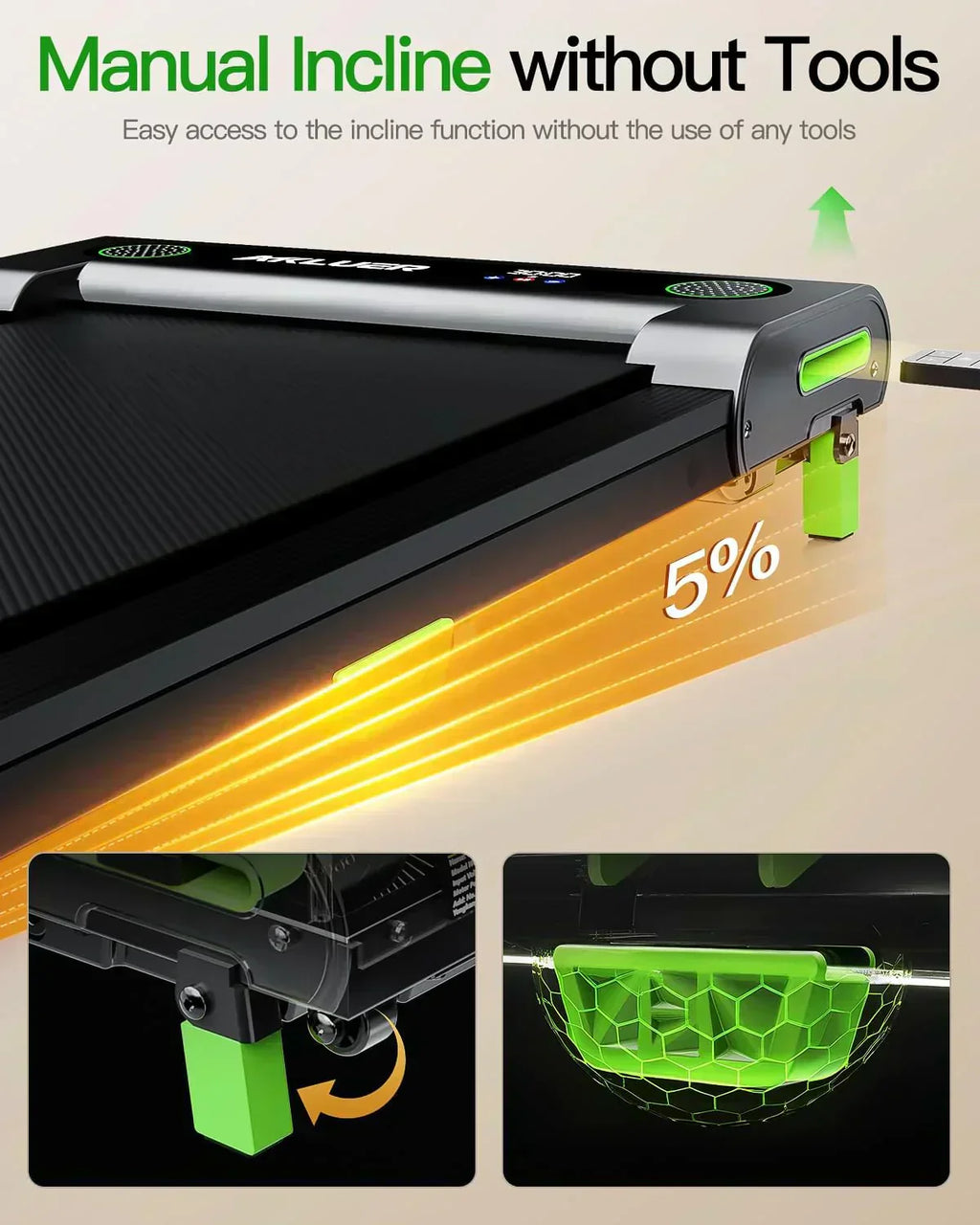 Akluer Inclined Home Treadmill 2.5 HP Small Under-Desk Treadmill Remote Control LED Display