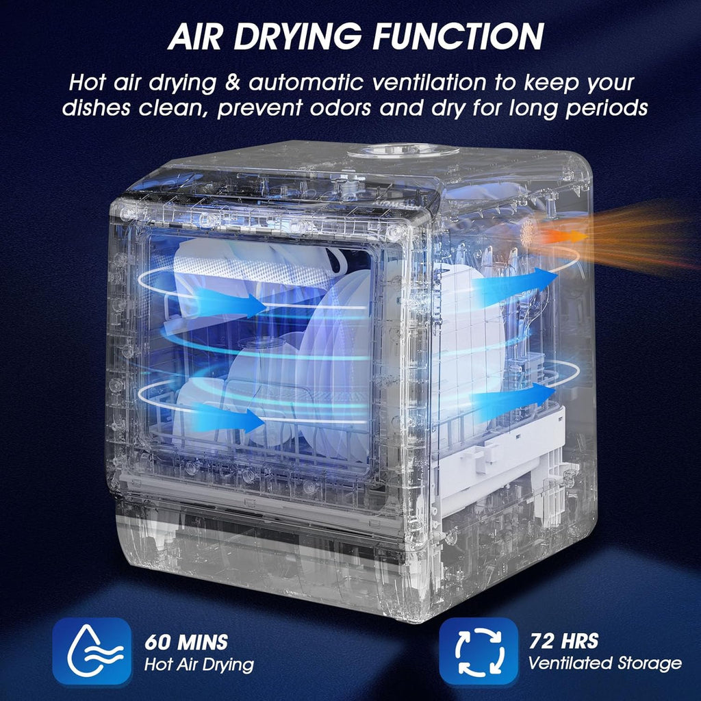 AIRMSEN portable tabletop dishwasher 5 washing programs mini dishwasher