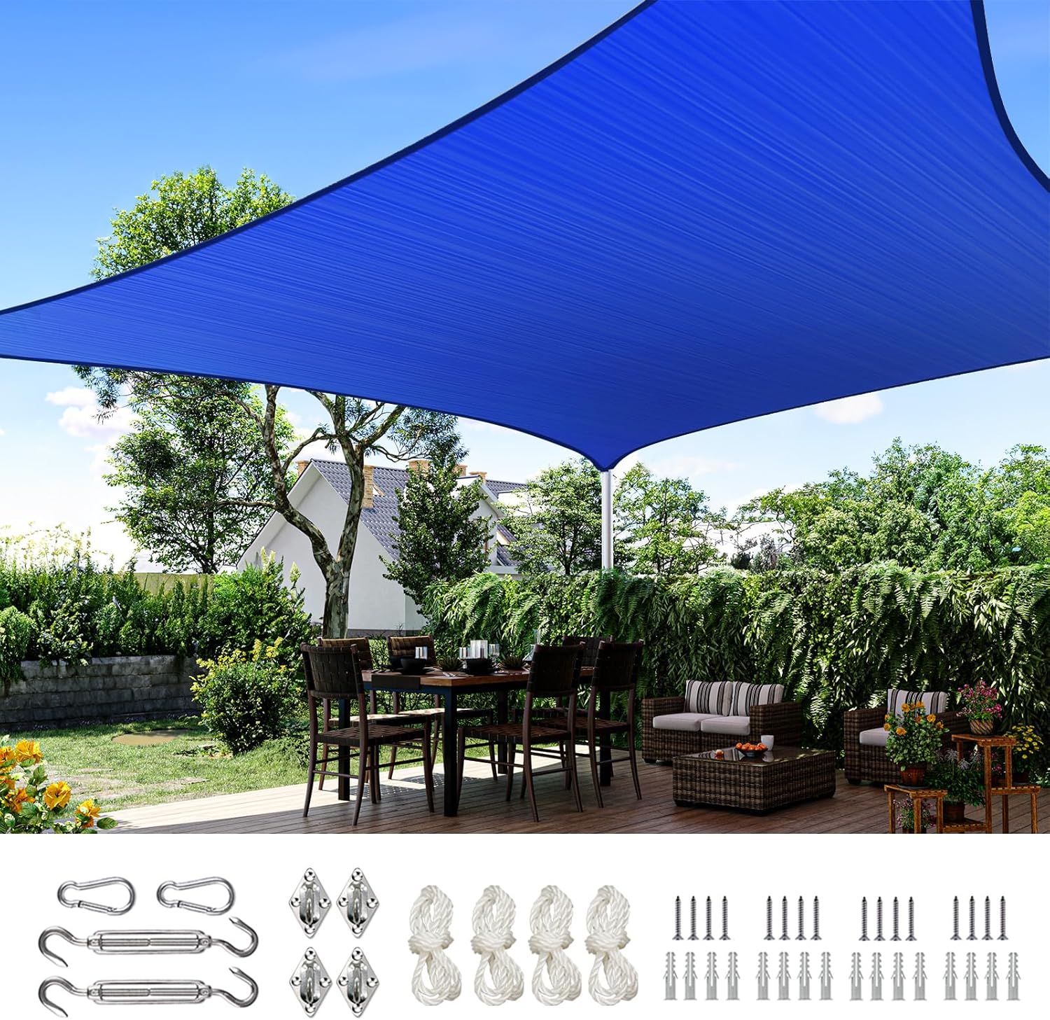 Quictent Sun Shade Sail for Patio, 185GSM Heavy Duty Rectangular Outdoor Sunshades UV Block Outside Canopy Cover for Backyard White and Grey Multi 20x26ft