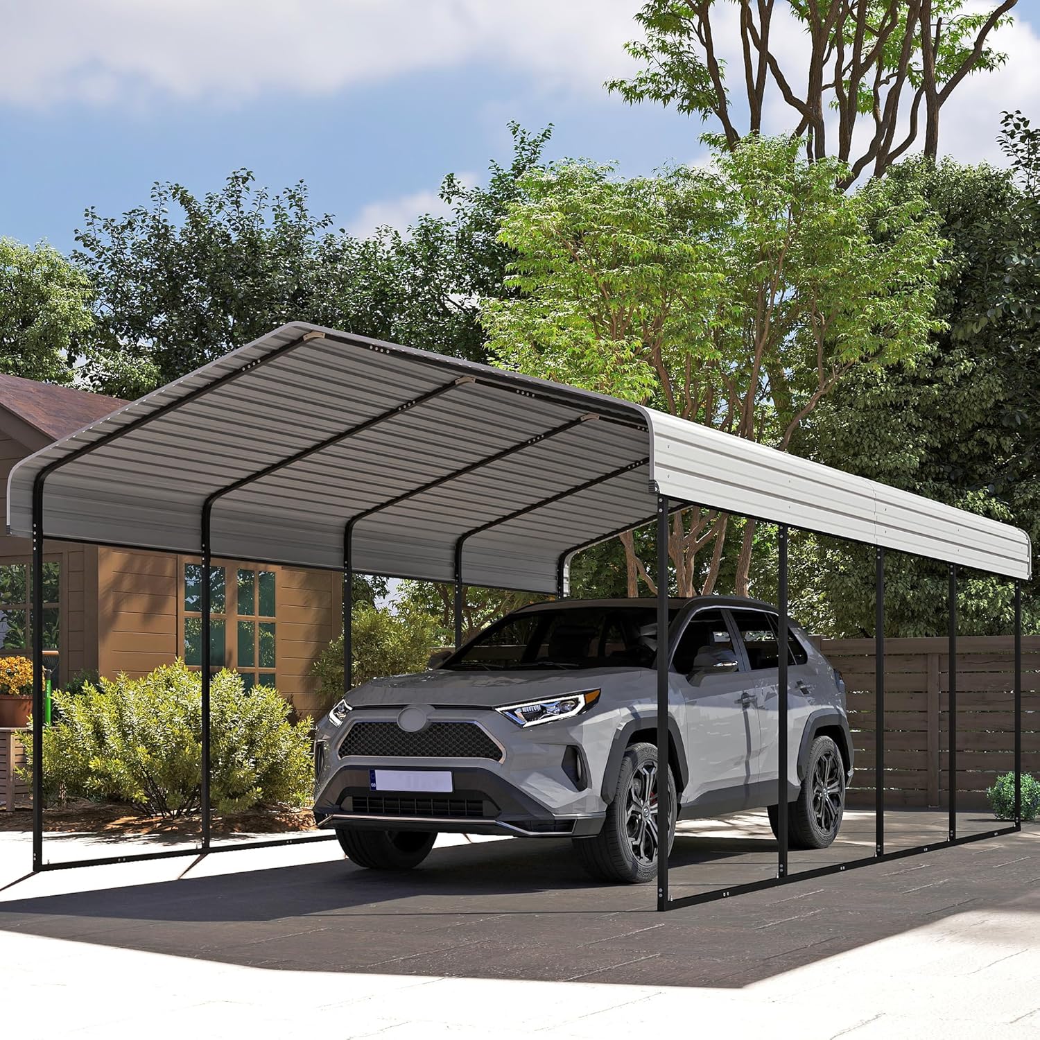10'x15' Heavy Duty Metal Carport Outdoor Garage Car Shelter Shade with Heavier Frame