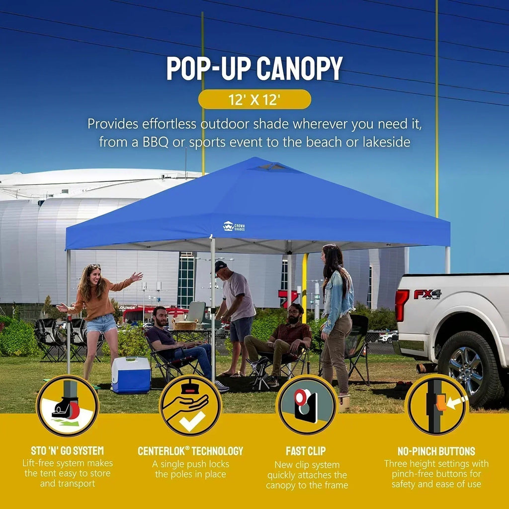 10x10 Pop-Up Awning One-Click Installation Beach Tent Outdoor Sunshade Silver Coated Top
