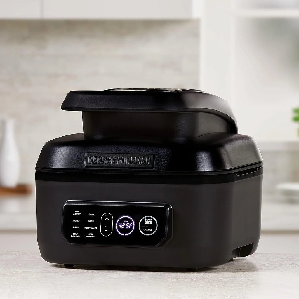 George Foreman Beyond Grill?7-in-1 Electric Indoor Grill with Air Fry Technology, MCAFD800D, Black, Large