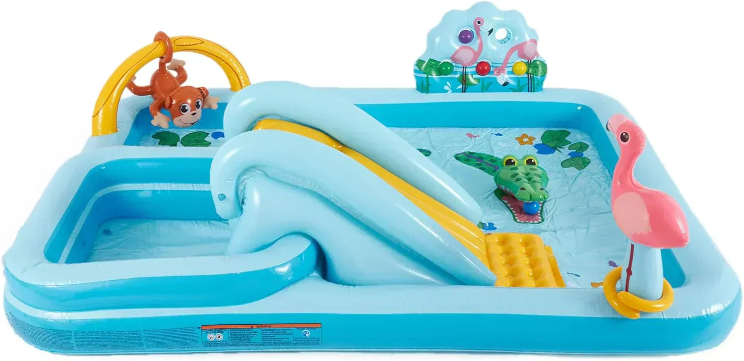 Intex 96 x 78 x 28 Inflatable Jungle Adventure Play Center Spray Kiddie Pool Water Slide