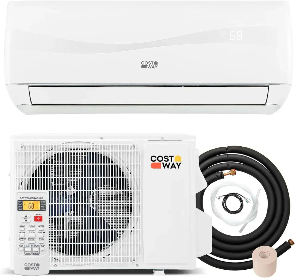 COSTWAY 12000BTU Mini Split Air Conditioner Heater 20 SEER2 115V Wall-Mounted Ductless