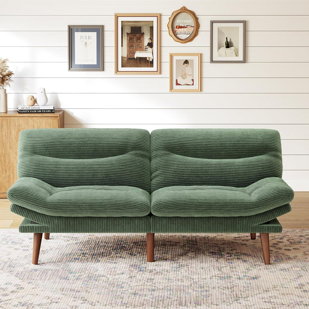 Futon Sofa Bed Futon Sofa Adjustable Back Armrests Converts to Small Sleeper Sofa Bed