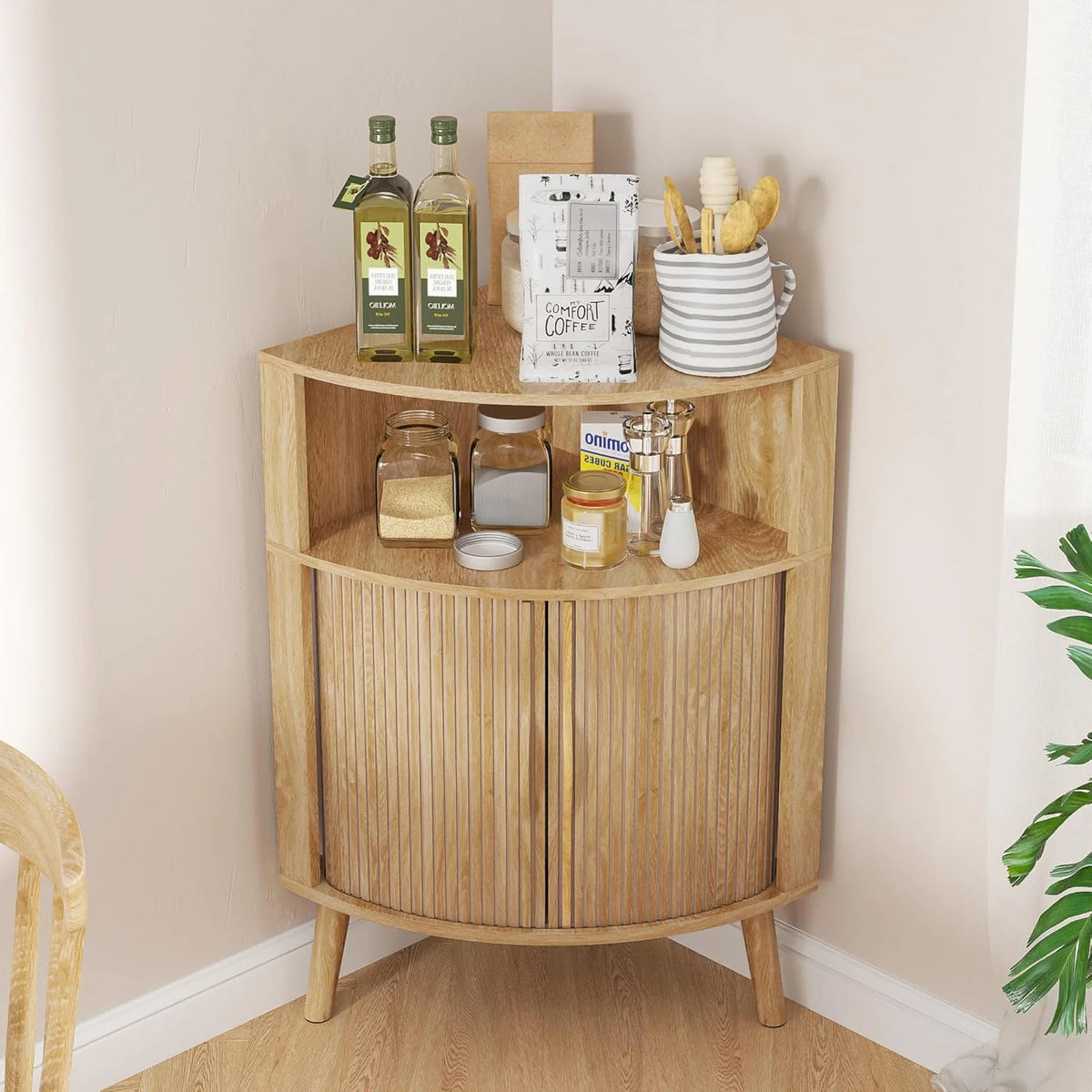 Corner Cabinet, 66.73'' Tall Modern Corner Bathroom Storage Cabinet