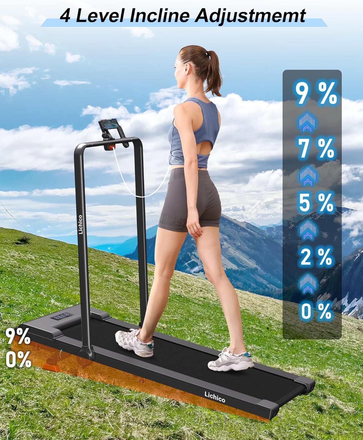 Lichico Walking Pad Under Desk Treadmill Ultra-Quiet Brushless Electric Jogging Treadmill
