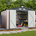 Aoxun 10 x 12FT Outdoor Storage Shed with Double Hinged Large Door Utility Garden Shed