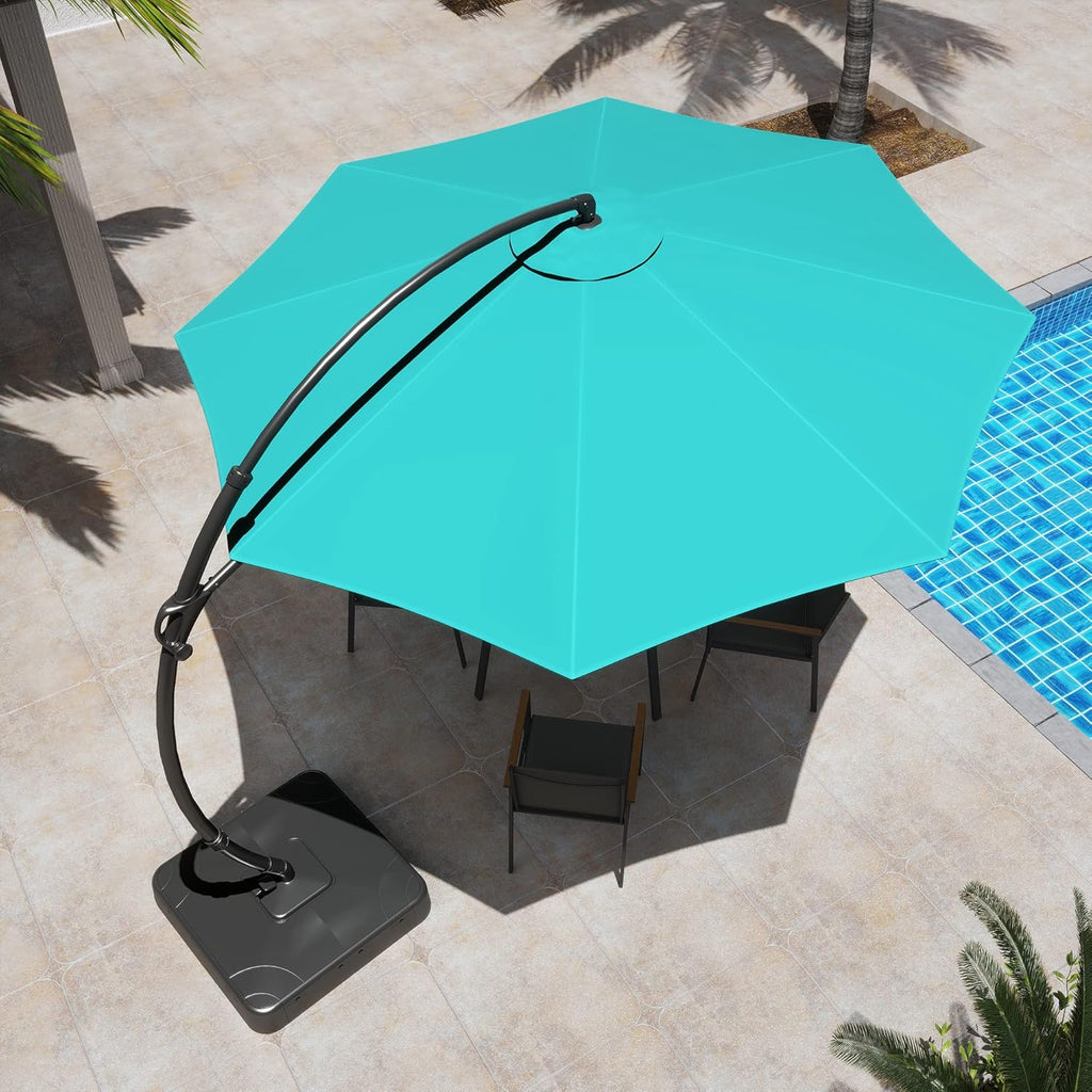 LAUSAINT HOME Outdoor Patio Umbrella with Base included 11 FT Deluxe Curvy Cantilever Umbrella